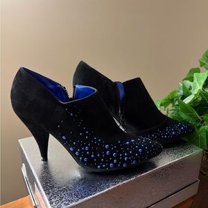 Sigerson Morrison Black Ankle Boots with Blue Accents